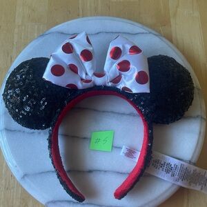 Disney Black and White Mouse Ears Headband with Bow